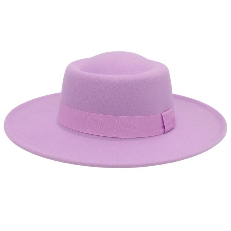 

New Autumn And Winter Square Ribbon Dome Convex Top Big Brim Korean Version Female British Male Woolen Hat Cashmere Top Hat Hat adult (57-60cm)