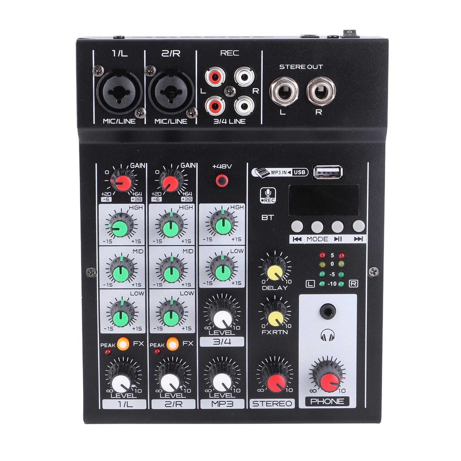 

Профессиональный микшерный пульт Звуковая консоль USB Дисплей 4-канальный микшерный пульт для прямой трансляции Интернет-караоке