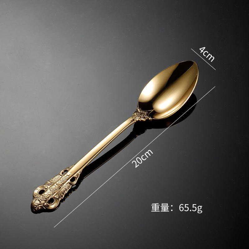 304 stainless steel knife, fork and spoon golden court steak western tableware soup more hotel gift four-piece set