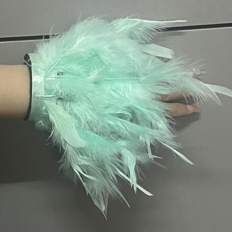 Straußenfeder-Armspange für Damen Feder-Armspangen für das Handgelenk Elegantes Feder-Schnapparmband Nagel-Foto-Manschetten Hemdmanschetten mit Feder