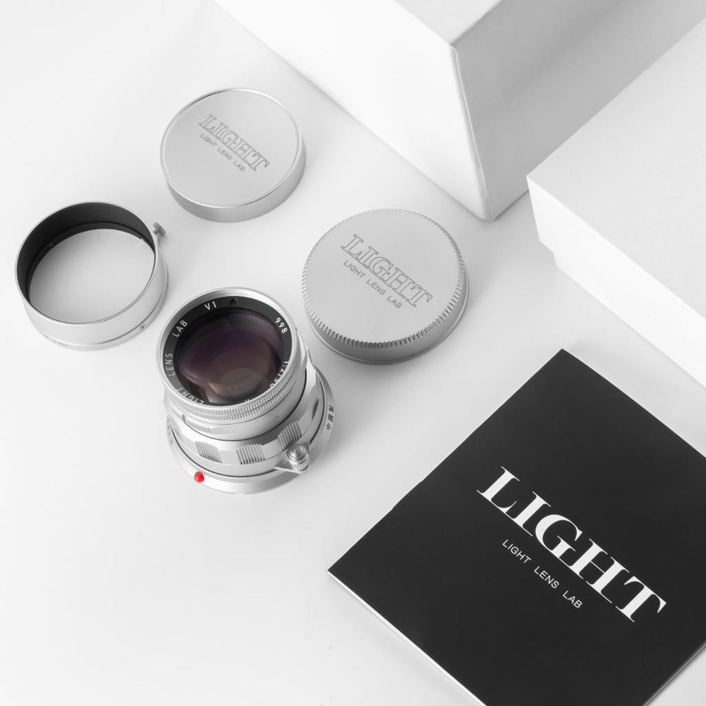 LIGHT LENS LAB M Mount 50mm Rigid Leica M Compatible Single Reproduction Integrated Lens Silver F/2 Lens, Focus, Rigid, Lens, Brass, Hood,