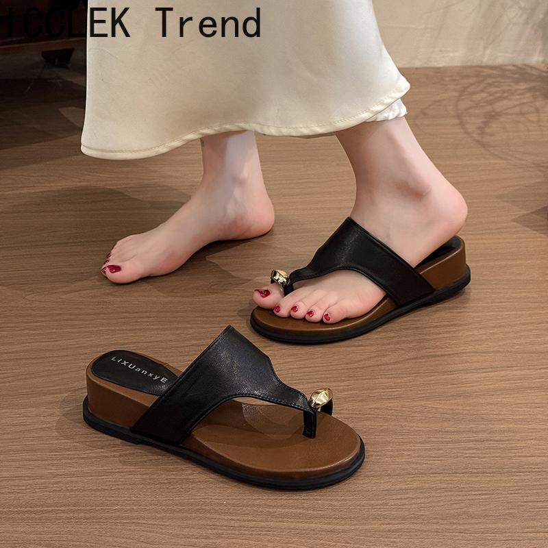 New Summer Metal Clip Toe Women's Slippers Fashion Ladies Outdoor Dress Slide Sandals
