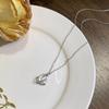 925 sterling silver white fritillary moon necklace women's light luxury Korean version ins high-end design star and moon pendant girlfriend neck chain