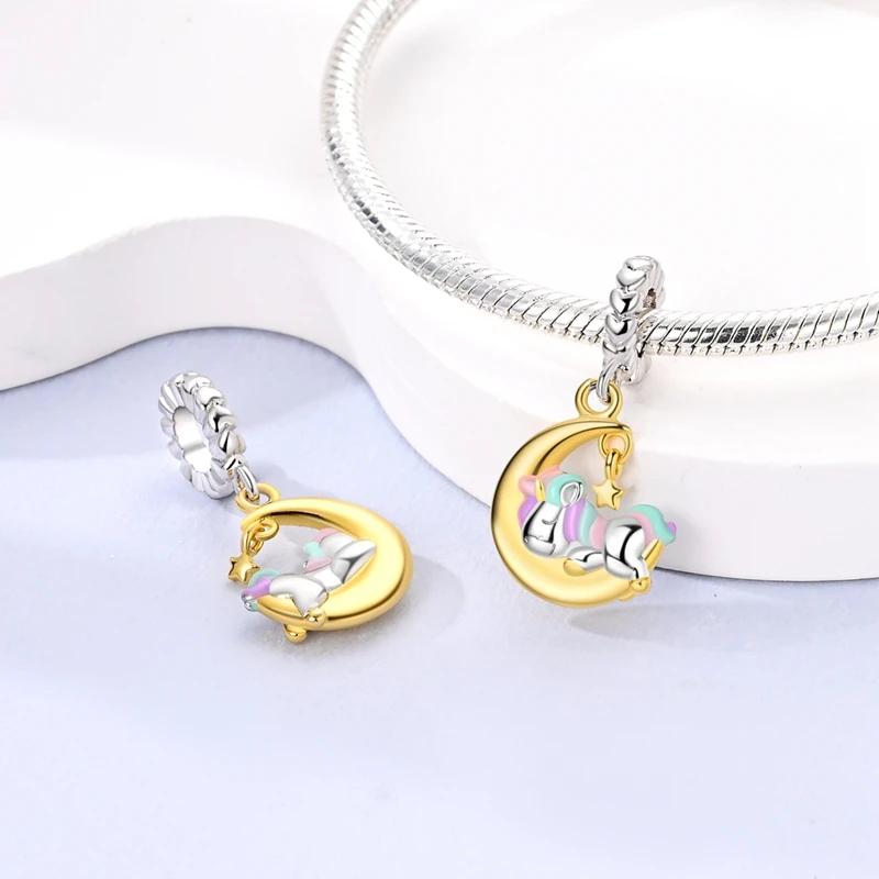 Original Charmscopper Unicorn Moon Stars Beads Beads Fit Charms Platabracelets For Women Women Jewelry Making Diy