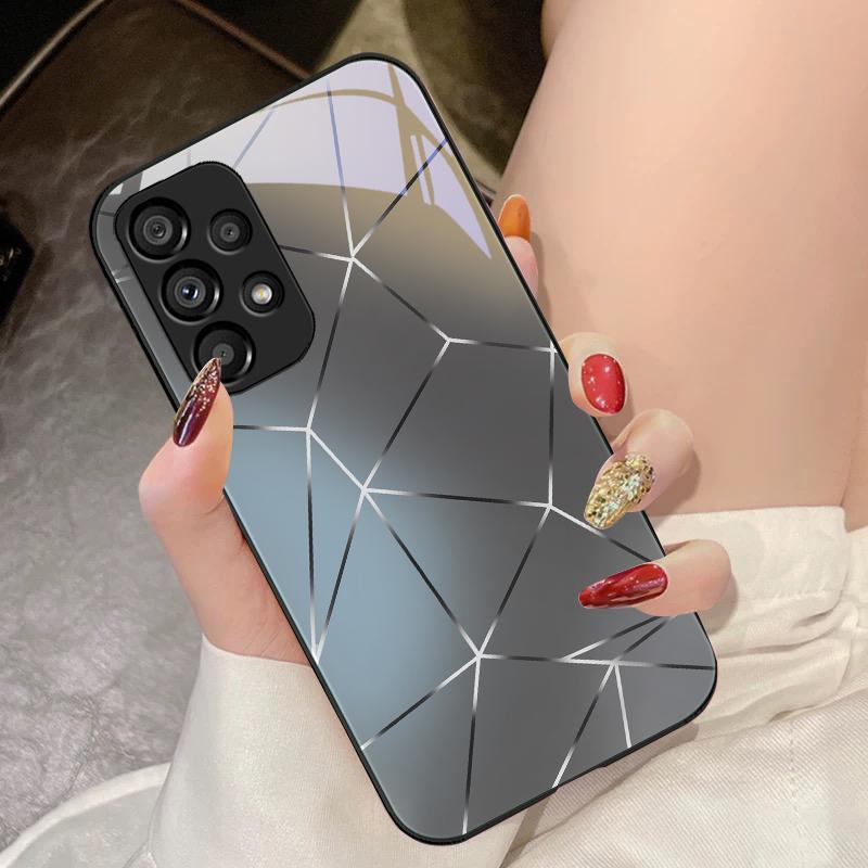 Lingge Dazzling Light For Samsung Galaxy S10 4G S20 11E 30 S21 21Fe 22 S24 Pro S23 Ultra 5G S8 S9 Tempered Glass Phone Case
