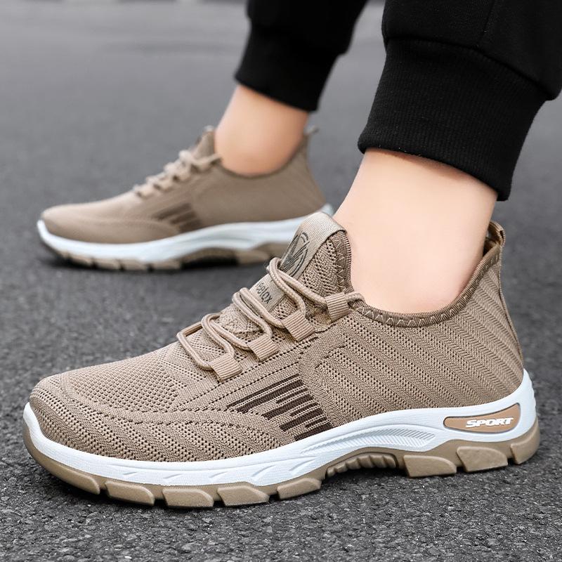 Shoes men's summer soft-soled comfortable sports shoes breathable running shoes flying woven fashion versatile mesh men's shoes