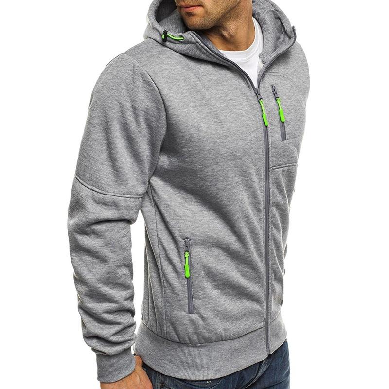 Men Keep Warm Hoodies Autumn and Winter Men's Hoodies Sweatshirts Contrast Color Slim Thickened Fleece Hoodies Casual Coat