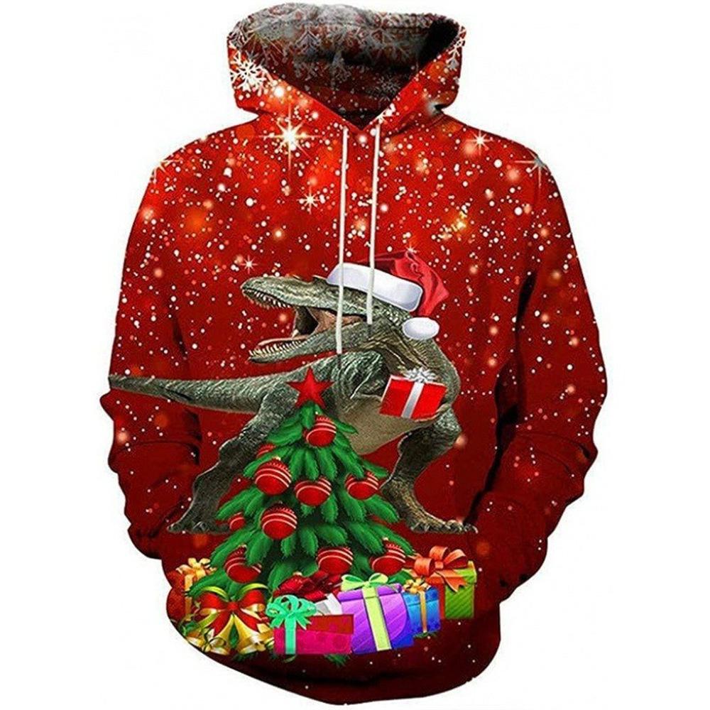 Men's and Women's Sweatshirts Autumn and Winter Christmas 3D Printing Models Long-sleeved Medium-length Hoodie Loose Sweater
