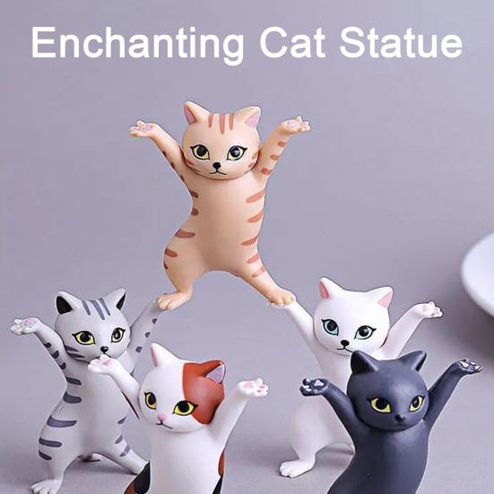 Tančící kočičí postava Dekorace Rozkošný vzhled Mini velikost Legrační kreslená socha kočky Socha zvířecího modelu Ornament