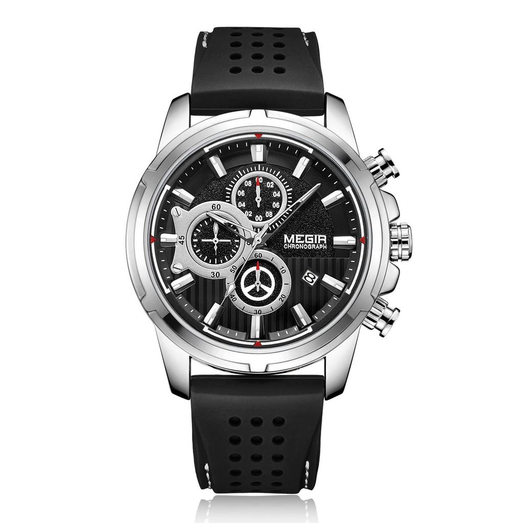 Relogio Masculino MEGIR Ny Sport Chronograph Silikon Herreklokker Toppmerke Luksus Quartz Clock Vanntett Big Dial Watch Herre