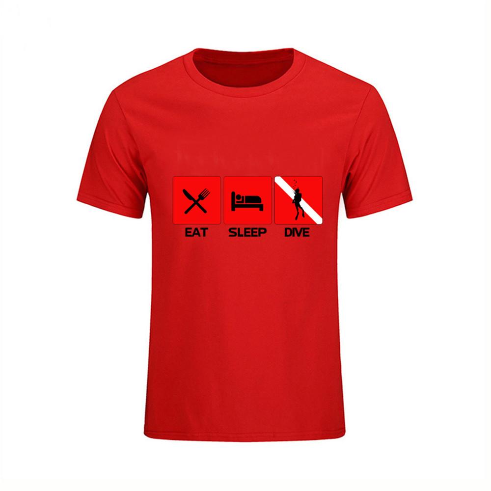 Eat Sleep Dive Letter Printed O Neck T Shirt Summer Arrival Short Sleeve T
