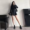 Autumn Women's Long-sleeved Shirt New A-line Shirt Black Skinny Design Sexy Dress