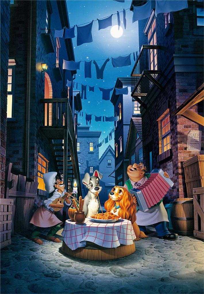 1000-Piece Jigsaw Puzzle Disney Lady and the Tramp Moonlight Dinner [Luminous Puzzle] (51x73.5cm)