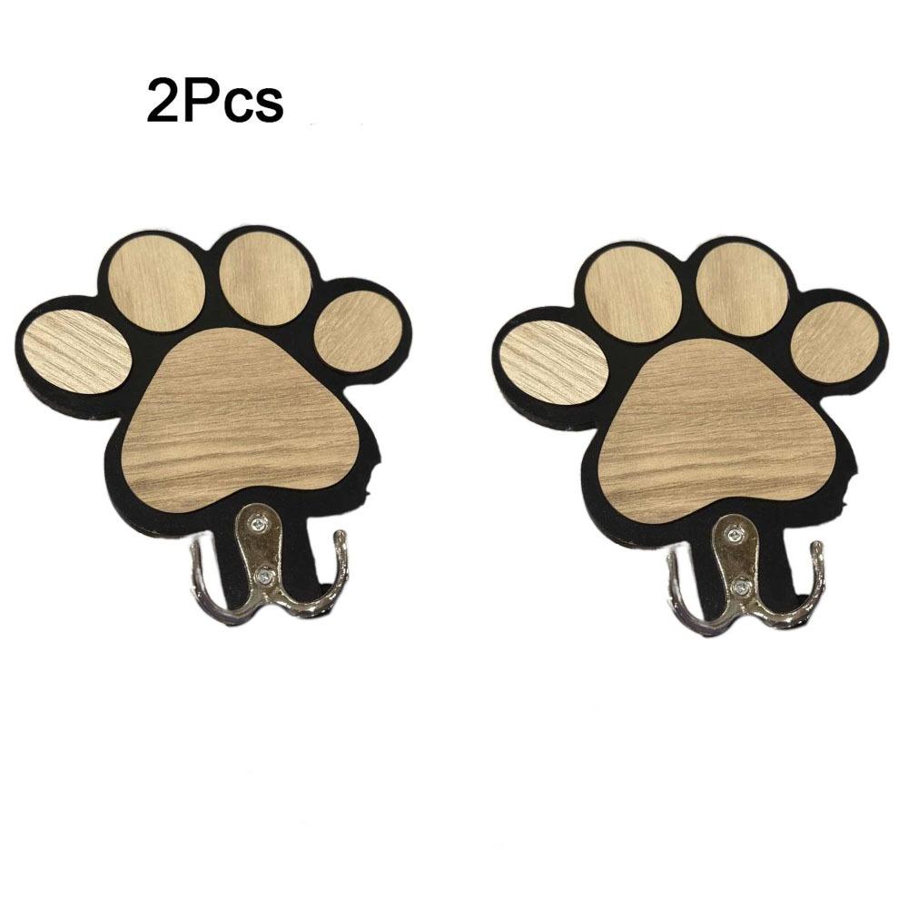 2Pcs Wall Mounted Wooden Paw Print Wall Hook Non-slip Cat Claw Coat Hooks  Bedroom