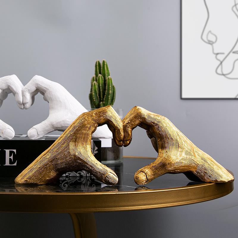 Gesture Decoration Heart Hands, Decorative Figurines, Love Finger Sculpture, Home Decor, Living Room, Bedroom, Wedding, Office