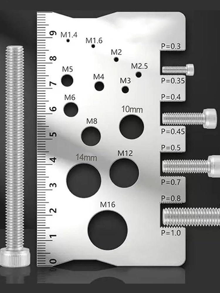 Bolt Measuring Tool Thread Checker Screw Measurement Ruler Double-Sided Screw Measuring Device for Jewelry Repair