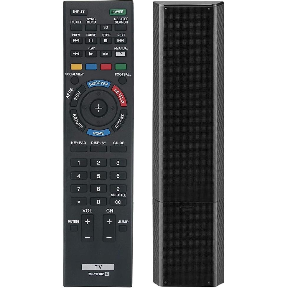 Universal RM-YD102 Remote Control for Sony Smart LED HDTV Television with 3D Button, Discover & Netflix Button (1-492-766-11)