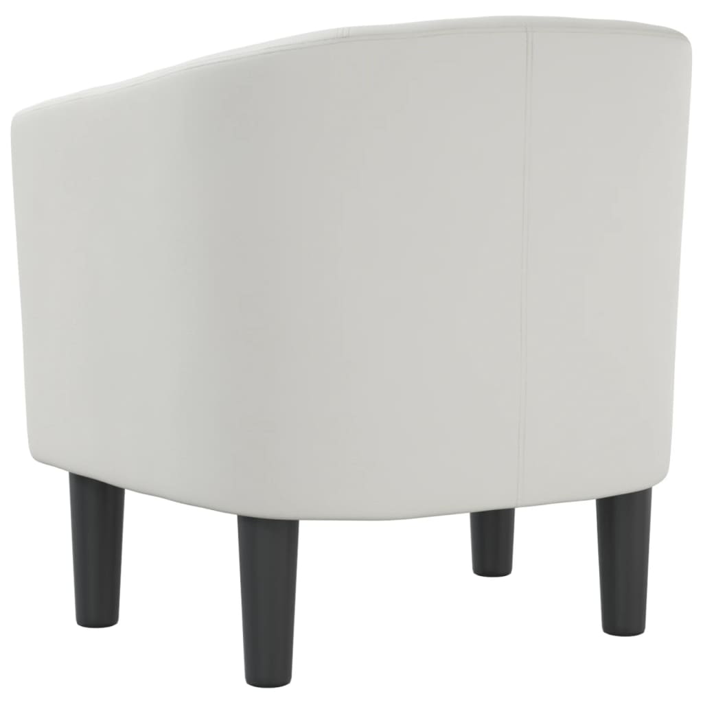 Club Chair White Faux Leather