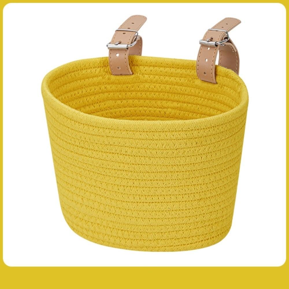Cute with Rope Handle Bicycle Basket Removable Solid Color Bike Carrier Bag Large Capacity Storage Basket Bike