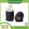 Plugue de Alimentação Industrial NEMA 6-20P 20A 250V para Iluminação de Palco