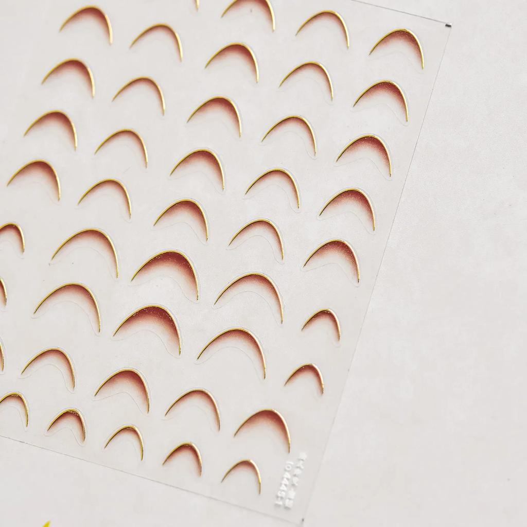 Gold Silver Love Star Moon Geometric Lines Necklace Stamping Retro Soft Self Adhesive Nail Art Sticker Manicure Decal