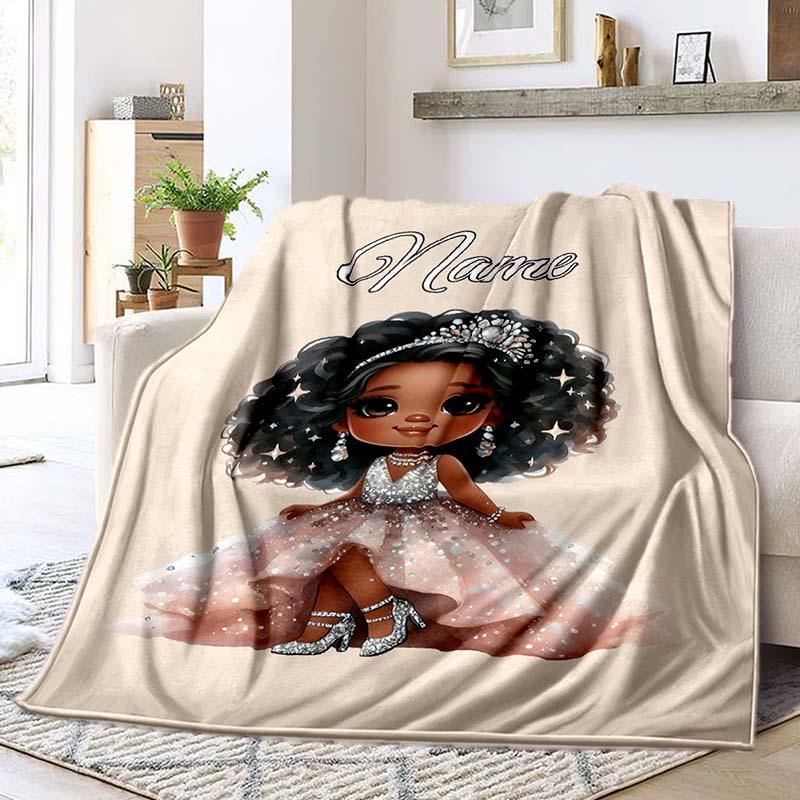 Beautiful Princess Dress Customize Your Name Blanket Used For Chair Office Sofa Bed Camping Soft And Warm Giving Friends And Relatives Birthday
