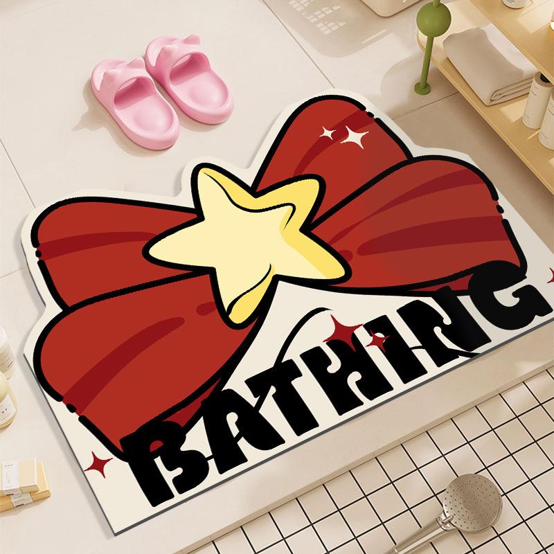 Water-absorbent Floor Mats Bathroom Quick-drying Mats Bow Shower Doorway Foot Mats Bathroom Non-slip Door Mats