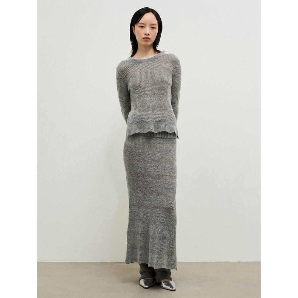 Anggae Alpaca Blend Round Pullover Gray
