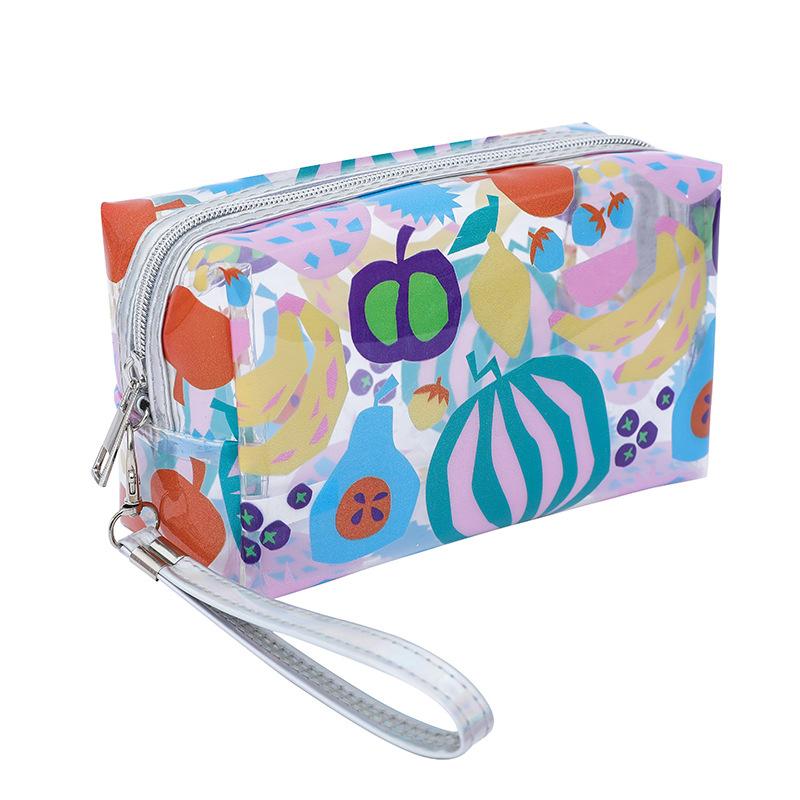 Storage Organizer Pvc Transparent Wash Bags Fruit Printed Cosmetic Pouch Large Travel Cosmetics Storage Makeup Accessory