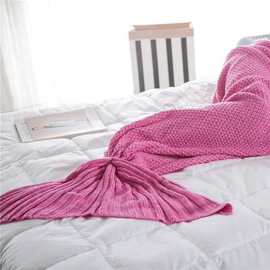 Solid Color Mermaid Tail Knitted Bed Sofa Sleeping Rest Blanket Home Decoration