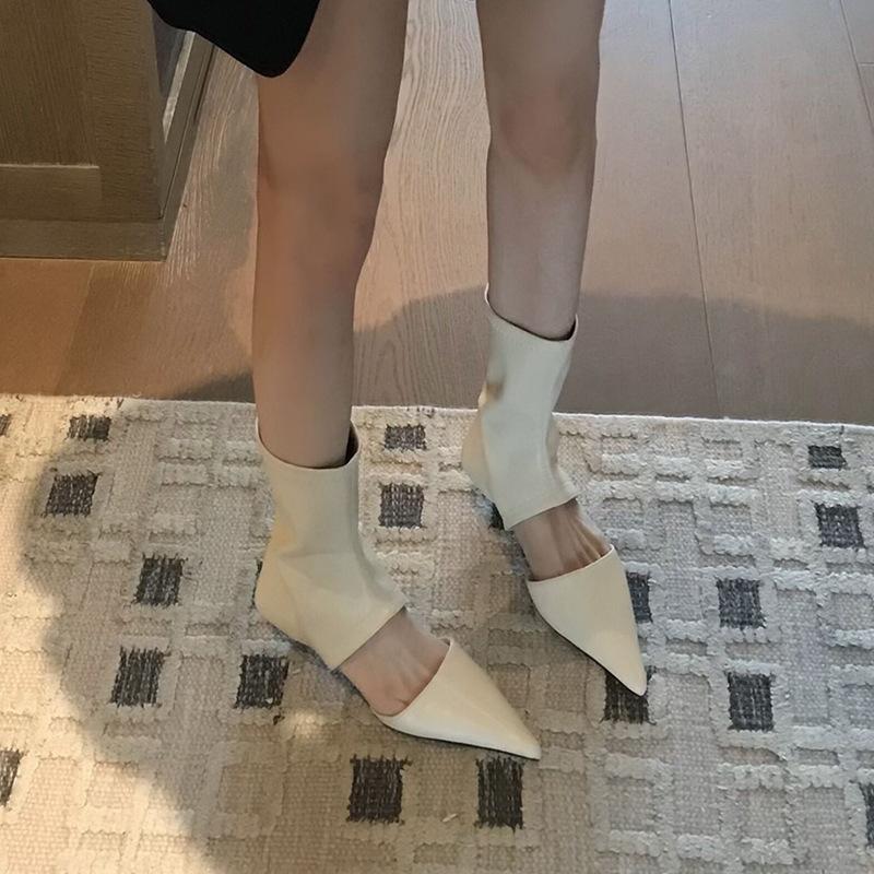 Breathable Cool Boots Pointed Low Heel Short Boots Thin Elastic Summer