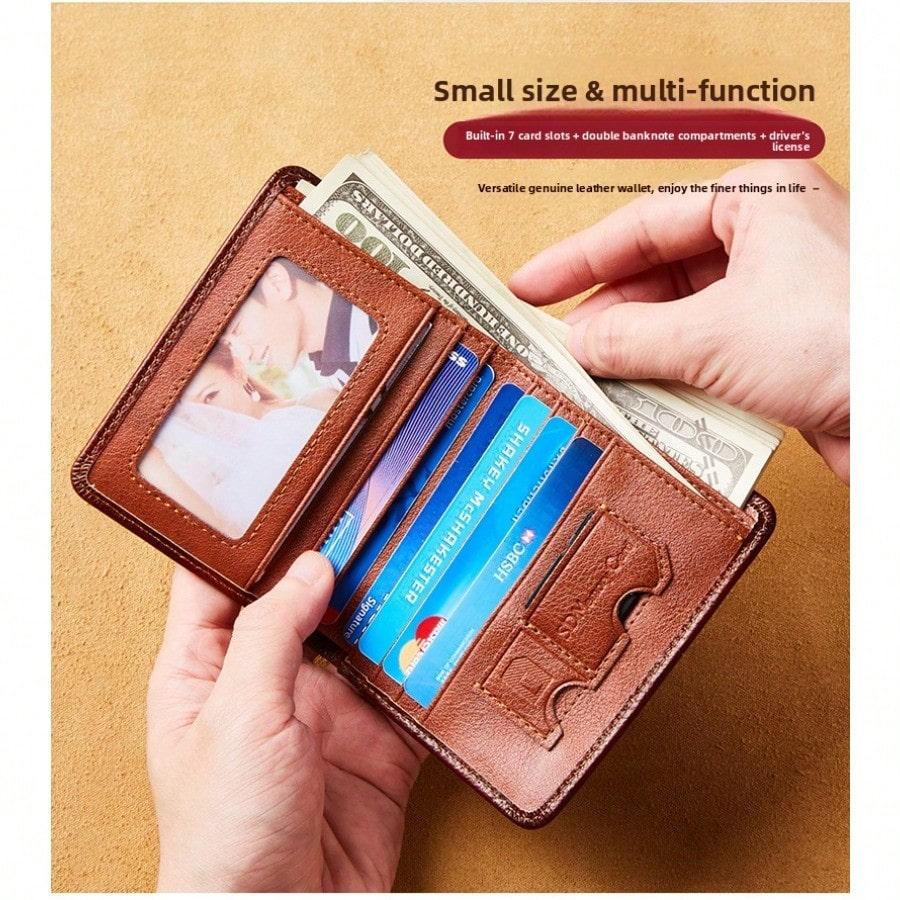 New men's wallet vertical first layer cowhide anti-theft swipe card degaussing genuine leather wallet popular wallet
