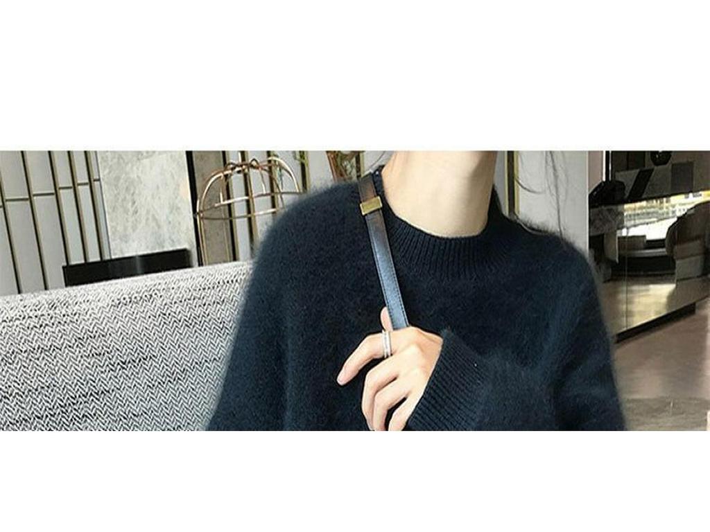 Women's Black Mink Cashmere Pullover Sweater - Soft, Cozy & Oversized for Autumn/Winter