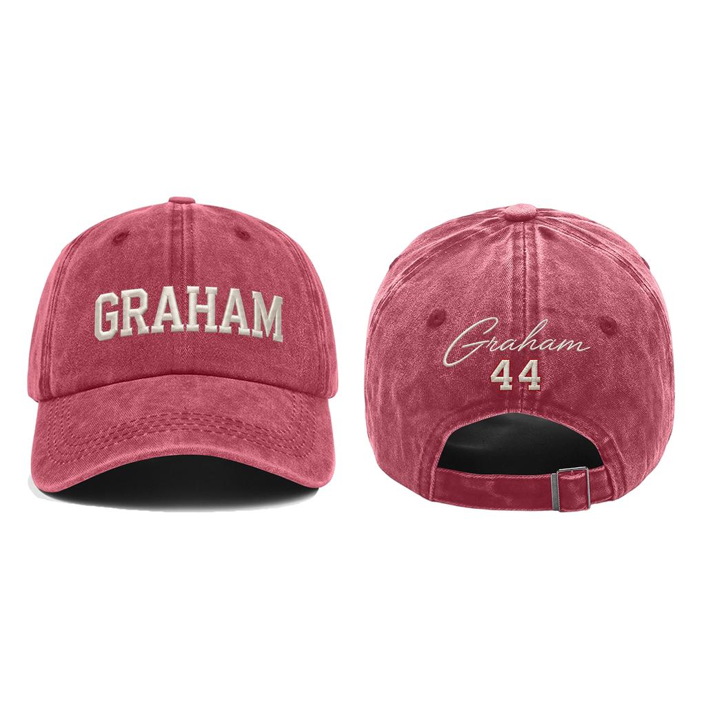 Washed Cotton Baseball Cap Vintage Soft Top Adjustable Strapback Hat Embroidered Lettering Distressed Look Classic Design