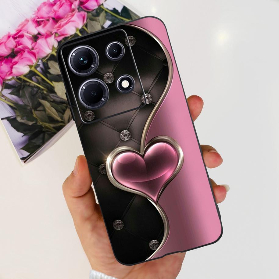 For Infinix Note 30i Case Stylish Flower Black TPU Shockproof Bumper For Infinix Note 30 Pro X678B Phone Cover Note 30 5G Fundas