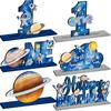 6 Pcs First Trip Around The Sun One Letter Sign Outer Space Table Centerpiece Wooden Outer Space 1st Birthday Party Decorations Planets Solar System