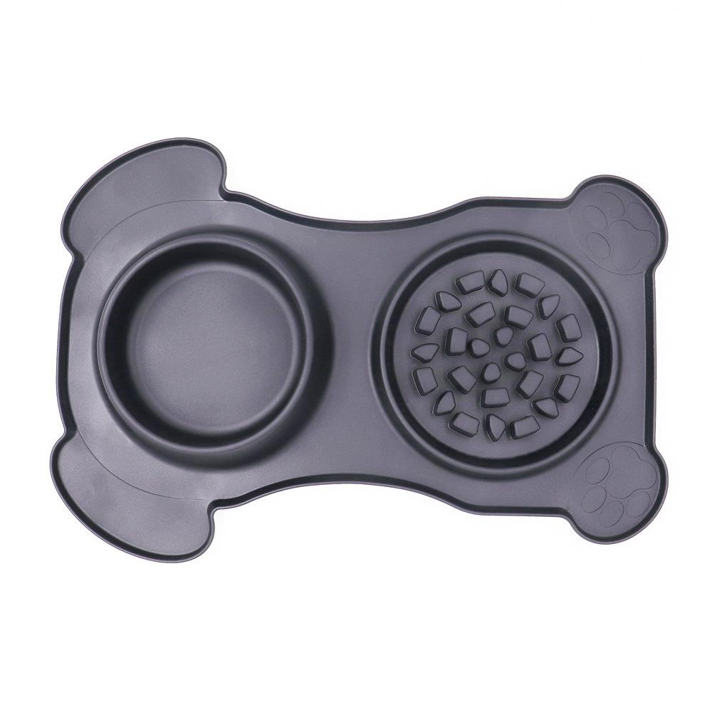 Platinum grade integrated with its own suction cup, pet plate foldable pet placemat, stainless steel basin