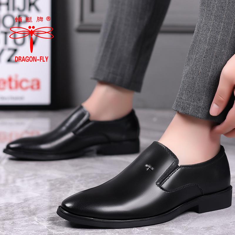 

Hy [Первый слой коровьей кожи] Бренд Dragonfly 2024 года, весна-лето, новые мужские туфли из натуральной коровьей кожи, мягкая кожа, мягкая подошва, свадебные туфли 37 чёрный