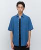Relaxed Seersucker Tattersall Check Short Sleeve Shirt [Blue/Navy]