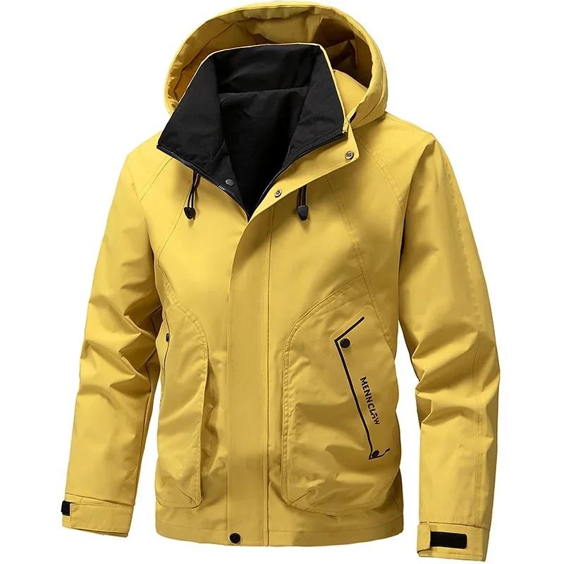 Men's Jacket Windbreaker Hiking Camping Coats Waterproof Outdoor Softshell Zipper Hooded Jackets Lightweight Spring Autumn Coats