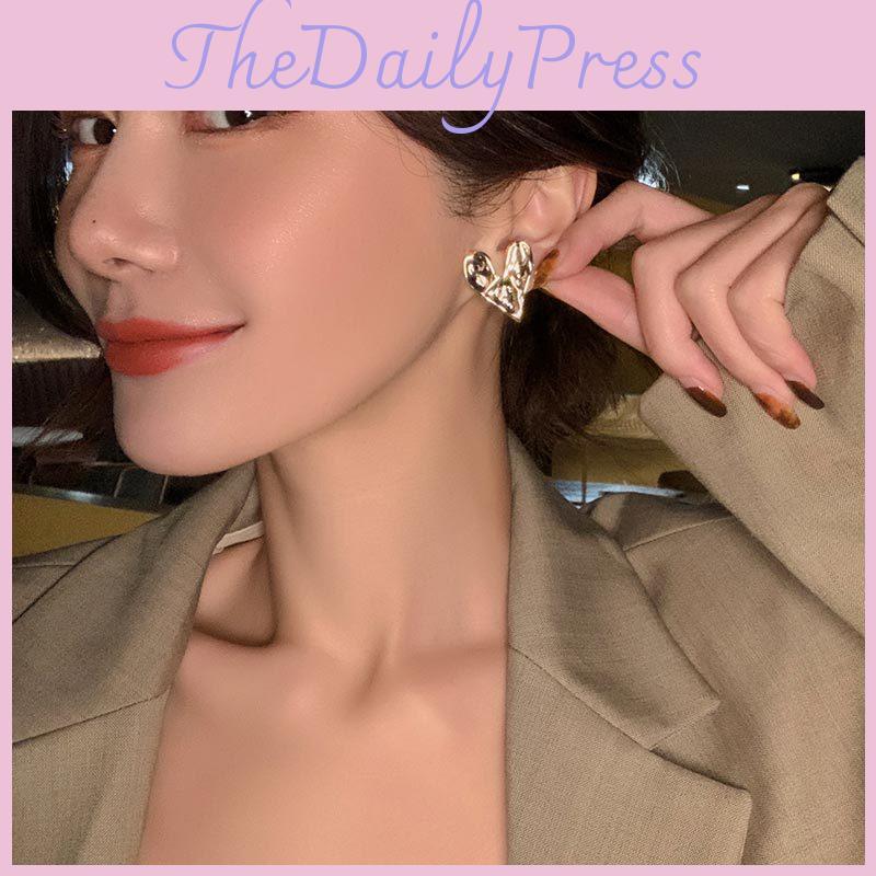 And Elegant Simple Gold Heart Shape Earrings For Women Trendy Fashion Jewelry