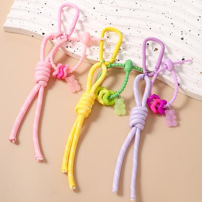 Fashion Hand Knitting Rope Knot Keychain Women Girls Bear Key Ring Pendant for Handbag Decor DIY Key Chain Jewelry Gifts