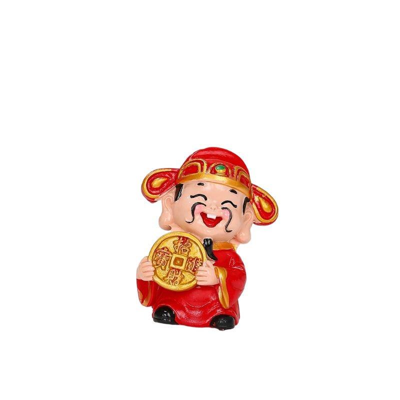 Chinese God of Wealth Figurine for Desktop Decoration - Cute Cultural Gift for Office or Shrine