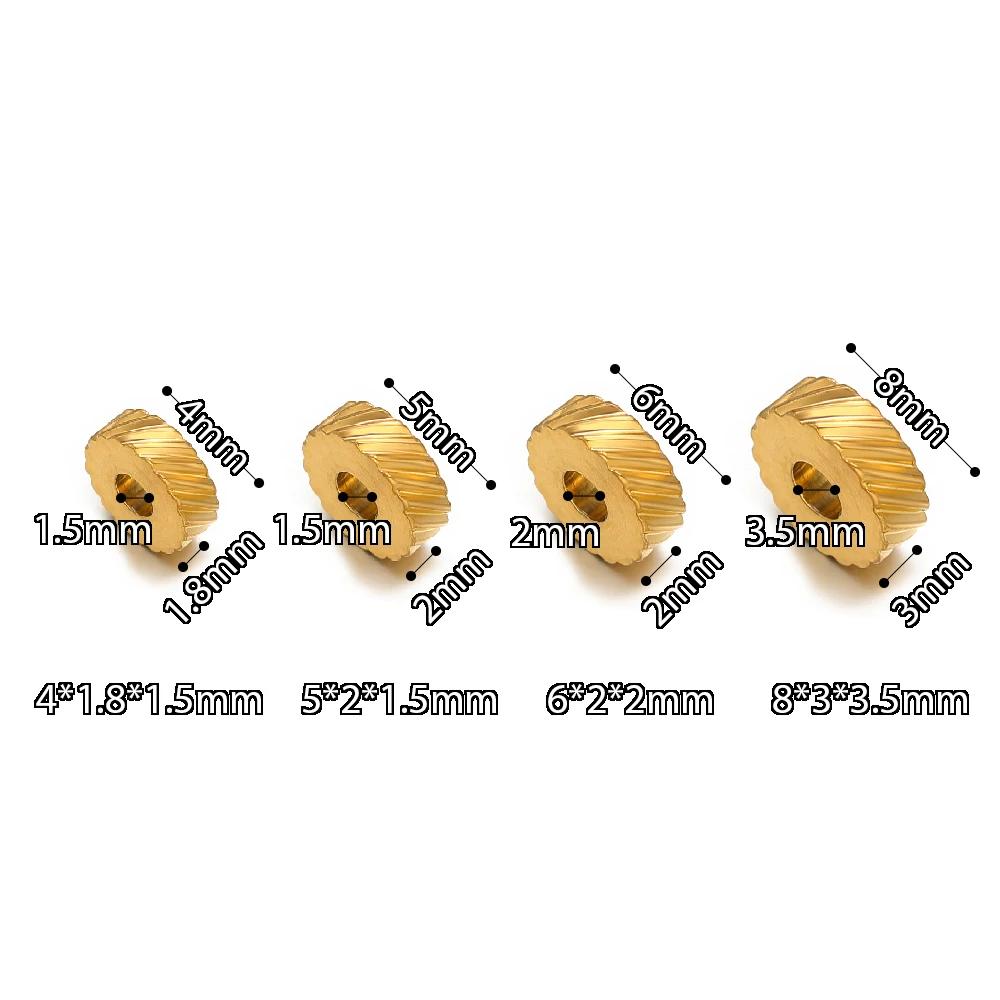 20Pcs Stainless Steel Gold Texture Flat Spacer Beads Loose Bead for DIY Bracelet Necklace Jewelry Making Charm Finding 4/5/6/8mm