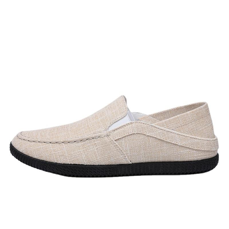 Líné plátno měkké dno prodyšné ležérní pánské celočerné pracovní staré pekingské látkové boty