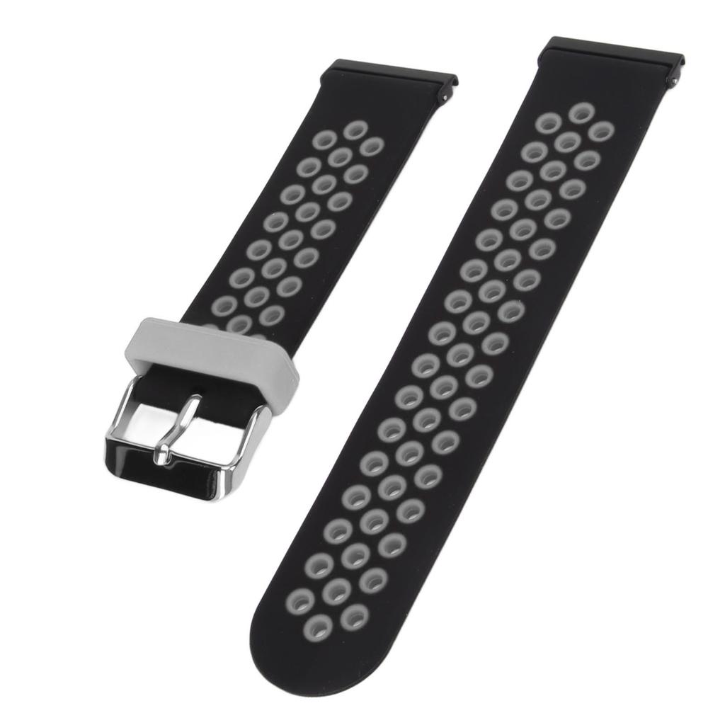 24mm Replacement Watchband Color Contrast Adjust Size Soft Silicone Watch Strap for Spartan Hr Baro Black Gray