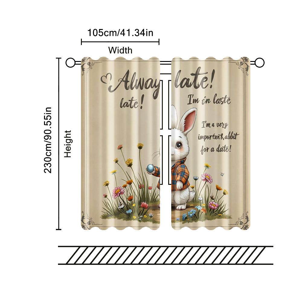 2 pcs   filtering curtains (excluding rods   non-movable   without batteries) A picture of a rabbitbackgroundsuitable for use in