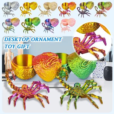 3D Printing One-Piece Articulated Movable Face-Hugging Alien Egg Toy Desktop Decoration, Creative Ornaments, Adults Toys (Gold - Facehugger + Ali