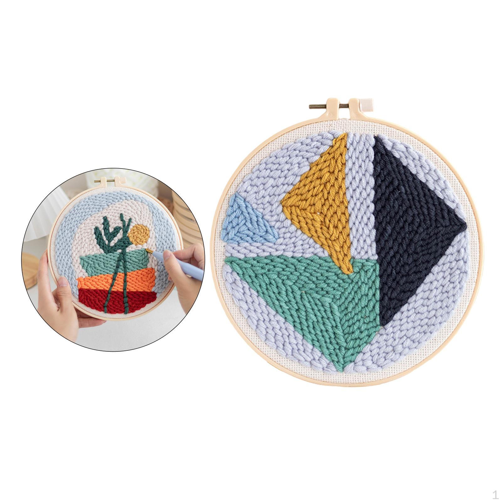 Hooking Kits, Punch Embroidery Starter Kits Hook with Triangle