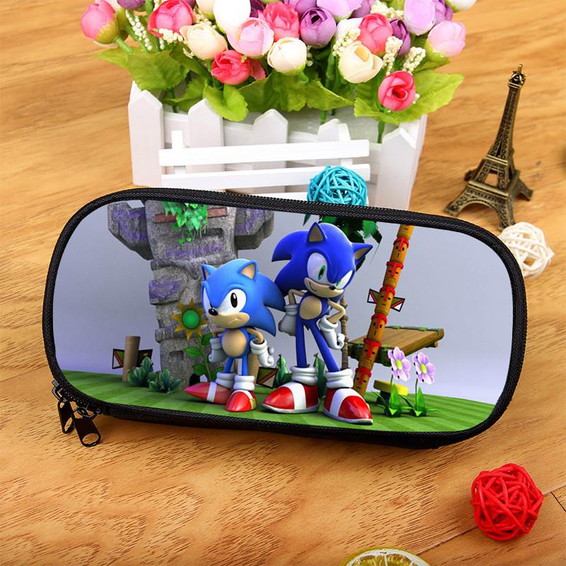 Sonic The Hedgehog Large Capacity Pencil Case With Nylon Material For School Supplies